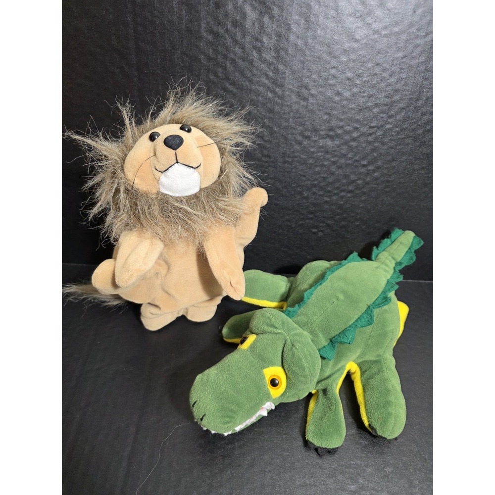 Plush Creations Lion And Alligator Crocodile Glove Style Hand Puppet Lot‎ Of 2